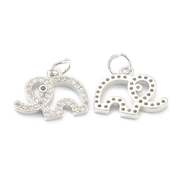 

PandaHall Brass Micro Pave Clear Cubic Zirconia Charms, Long-Lasting Plated, with Jump Ring, Elephant, Platinum, 11.5x14.5x2mm, Hole: 3.5mm...