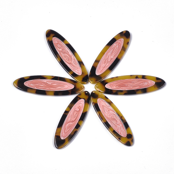 

PandaHall Cellulose Acetate(Resin) Big Pendants, Oval, Pink, 58x17.5x2.5mm, Hole: 1.2mm Cellulose Acetate Oval Pink