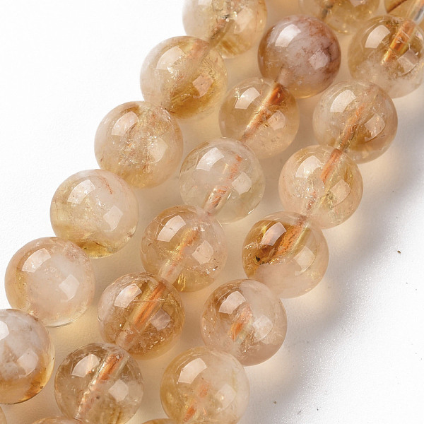 

PandaHall Natural Citrine Beads Strands, Round, 8mm, Hole: 0.9mm, about 50~52pcs/strand, 15.35 inch(39cm) Citrine Round