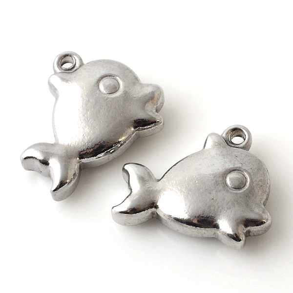 

PandaHall 201 Stainless Steel Charms, Fish, Stainless Steel Color, 14x16.5x4.5mm, Hole: 1.5mm 201 Stainless Steel Fish