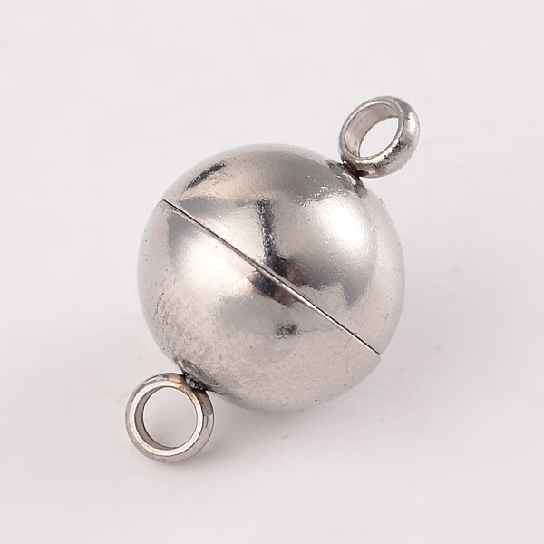 

PandaHall Round 304 Stainless Steel Magnetic Clasps with Loops,Stainless Steel Color,19x12mm, Hole: 2.5mm 304 Stainless Steel Round