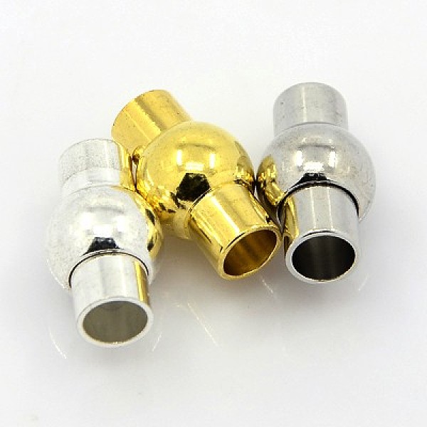

PandaHall Brass Magnetic Clasps with Glue-in Ends, Oval, Mixed Color, 16x8mm, Hole: 3mm Brass Oval