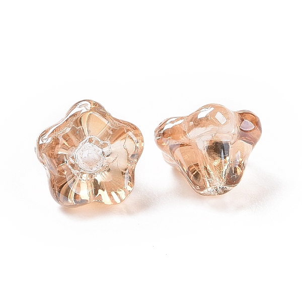 

PandaHall Electroplate Glass Beads, Trumpet Flower, Goldenrod, 8.5x8x5.5mm, Hole: 1mm Glass Flower Gold