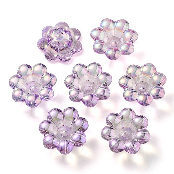

PandaHall UV Plating Rainbow Iridescent Acrylic Beads, Flower, Lilac, 24x10mm, Hole: 3.5mm, Inner Diameter: 8mm Acrylic Flower Purple