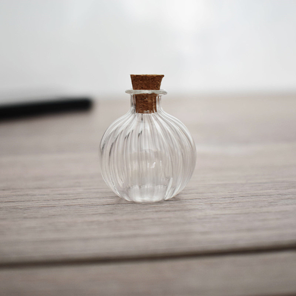 

PandaHall Glass Miniature Ornaments, Micro Landscape Garden Dollhouse Accessories, Pretending Prop Decorations, Striped Round Bottle with..., Clear