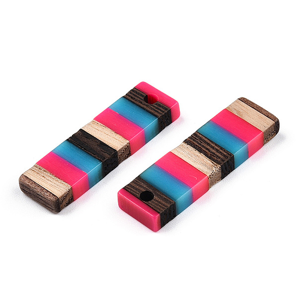 

PandaHall Opaque Resin & Walnut Wood Pendants, Rectangle Charm, Deep Pink, 29.85x8.5x3.5mm, Hole: 2mm Resin+Wood Rectangle