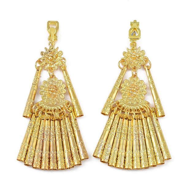 

PandaHall Bohemia Zinc Alloy Clip-on Earrings, Chandelier Earrings for Women, Golden, 78x17mm Alloy