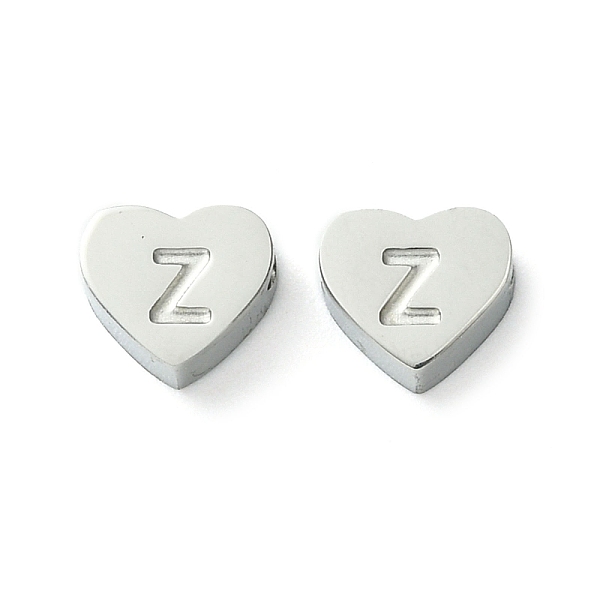 

PandaHall 316L Surgical Stainless Steel Beads, Love Heart with Letter Bead, Stainless Steel Color, Letter Z, 5.5x6.5x2.5mm, Hole: 1.4mm 316L...
