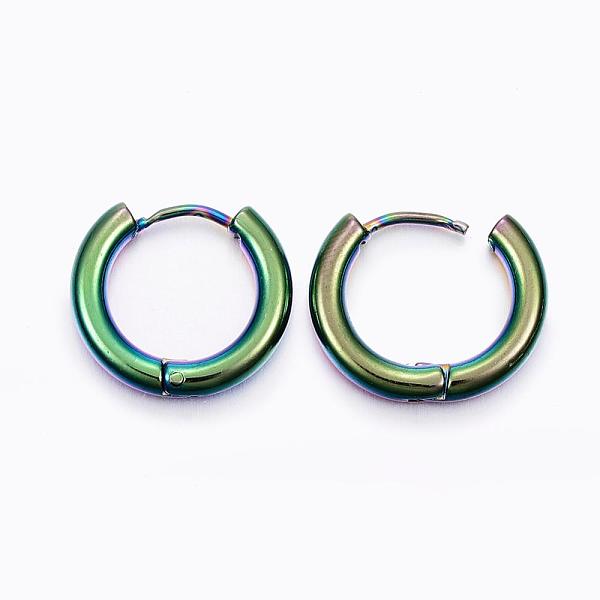 

PandaHall Ion Plating(IP) 304 Stainless Steel Huggie Hoop Earrings, Hypoallergenic Earrings, with 316 Surgical Stainless Steel Pin, Rainbow...