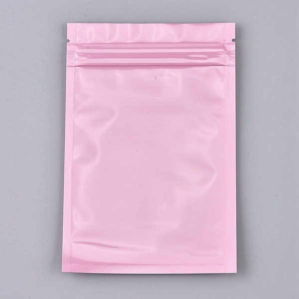 PandaHall Solid Color Plastic Zip Lock Bags, Resealable Aluminum Foil Pouch, Food Storage Bags, Pearl Pink, 15x10cm, Unilateral Thickness...