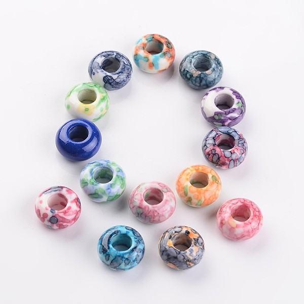 

PandaHall Dyed Rondelle Natural Ocean White Jade Beads, Large Hole Beads, Mixed Color, 15x8mm, Hole: 6mm Ocean White Jade Rondelle..., Multicolor