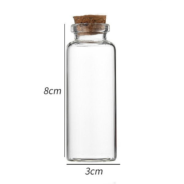 

PandaHall Glass Bottle, with Cork Plug, Wishing Bottle, Column, Clear, 3x8cm, Capacity: 40ml(1.35fl. oz) Glass Column Clear