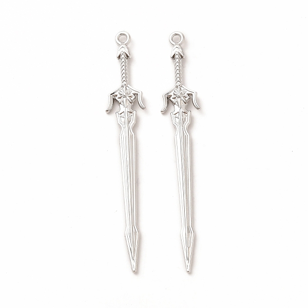 

PandaHall Rack Plating Alloy Big Pendants, Cadmium Free & Nickel Free & Lead Free, Sword Charm, Platinum, 69x11x3mm, Hole: 2mm Alloy Others