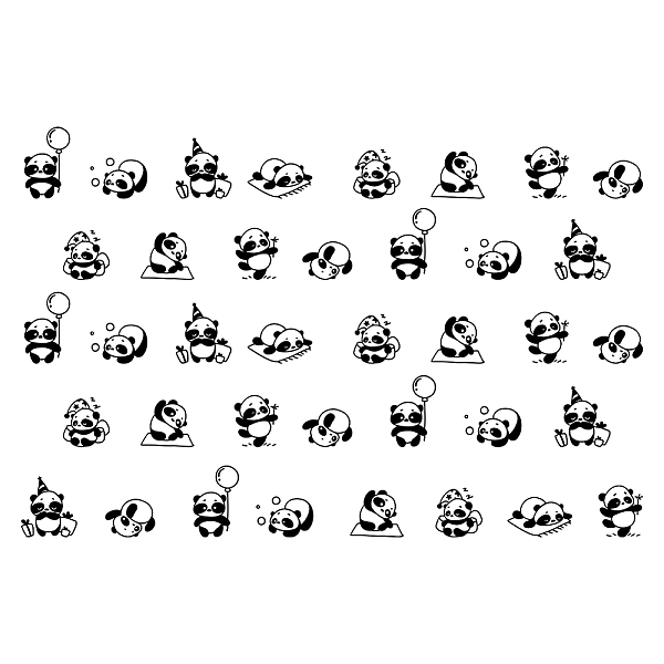 

PandaHall PVC Wall Stickers, Wall Decoration, Panda Pattern, 1180x290mm, 2 sheets/set PVC Panda Black