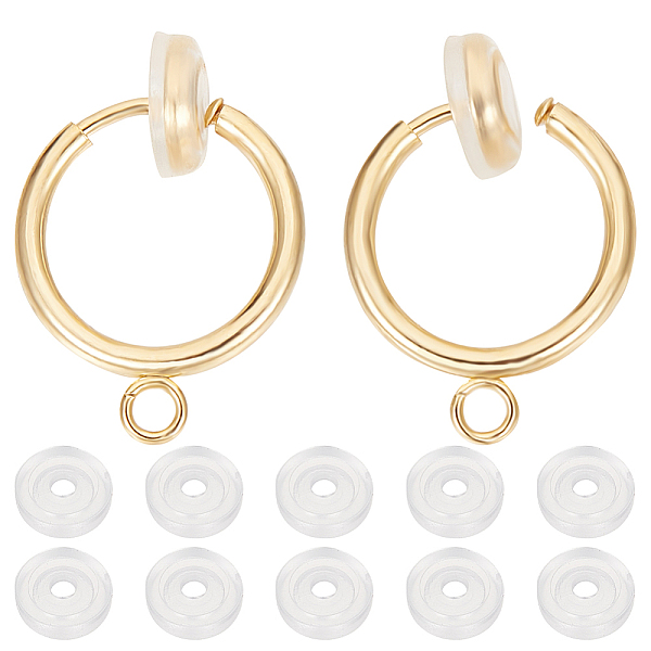 

PandaHall Beebeecraft 20Pcs 304 Stainless Steel Clip-on Earring Findings, For Non-pierced Earring Making, with Loop & Spring Findings, with...