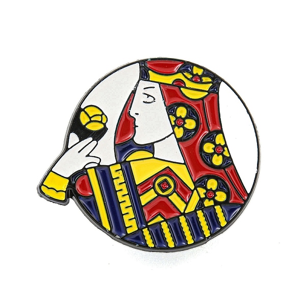 

PandaHall Poker Black Alloy Brooches, Enamel Pins for Clothes Backpack, Playing Card, Colorful, 25x29x1.5mm Alloy+Enamel