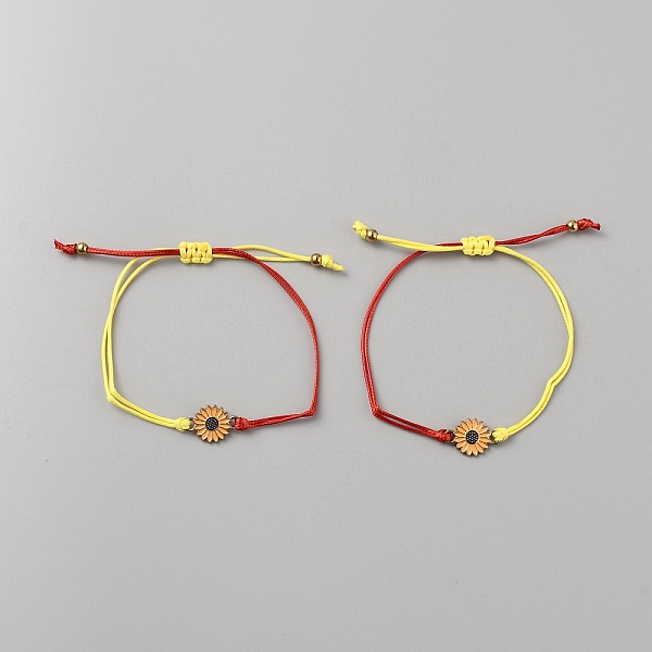 2-teiliges Set mit Sonnenblumen-Gliederarmbändern aus Legierung