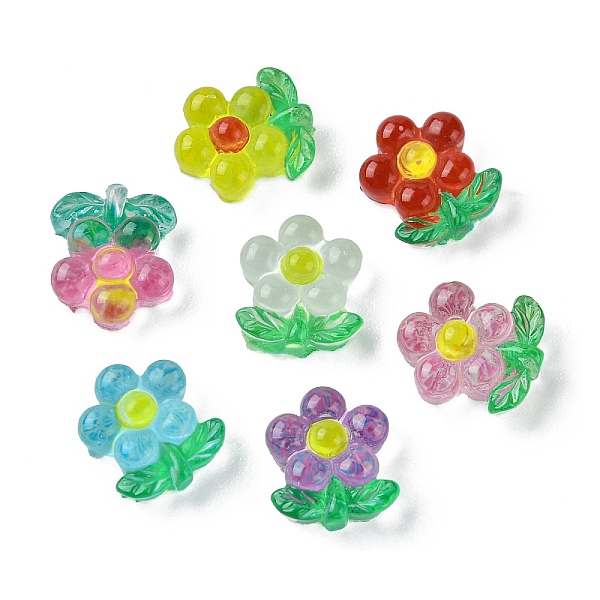 

PandaHall Translucent Resin Cabochons, Flower, Mixed Color, 9x7.5x3mm Resin Flower Multicolor