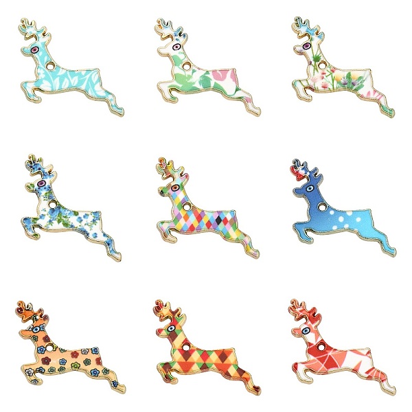 

PandaHall 45Pcs 9 Colors Alloy Enamel Pendants, with Printed, Light Gold, Cadmium Free & Nickel Free & Lead Free, for Christmas, Deer, Mixed..., Multicolor