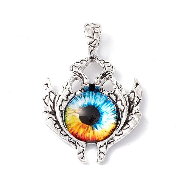 

PandaHall Glass Pendants, with Antique Silver Plated Alloy Findings, Evil Eye, Colorful, 42x29x8.5mm, Hole: 6x4mm Alloy+Glass Evil Eye