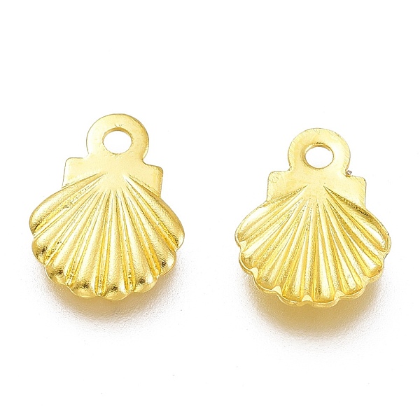 

PandaHall 304 Stainless Steel Charms, Laser Cut, Scallop Shell Shape, Golden, 7.5x5.5x0.5mm, Hole: 1mm 304 Stainless Steel Shell Shape