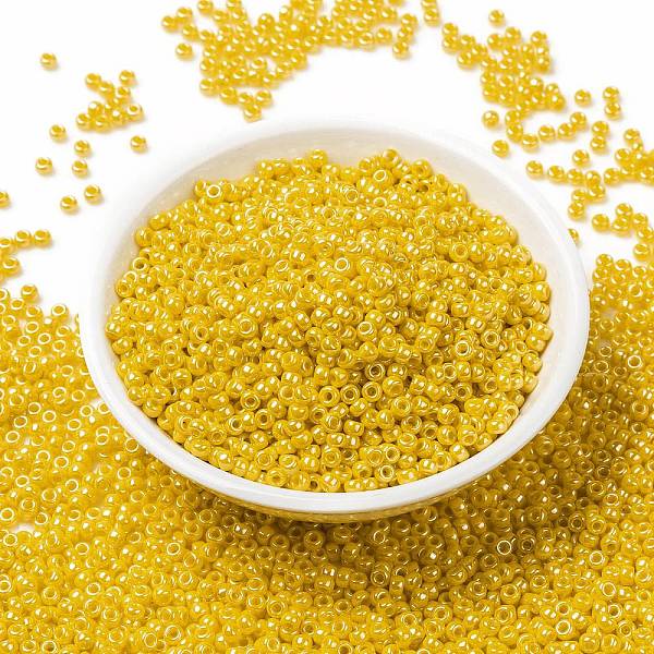 

PandaHall MIYUKI Round Rocailles Beads, Japanese Seed Beads, (RR422D) Opaque Yellow Luster, 8/0, 3mm, Hole: 1mm, about 422~455pcs/10g Glass...