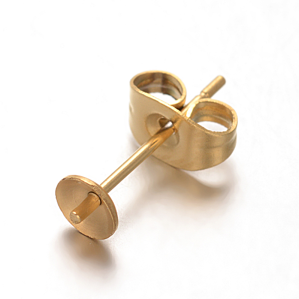 

PandaHall Ion Plating(IP) 304 Stainless Steel Stud Earring Findings, For Half Drilled Beads, Golden, 4mm, Pin: 0.5~0.6mm 304 Stainless Steel...