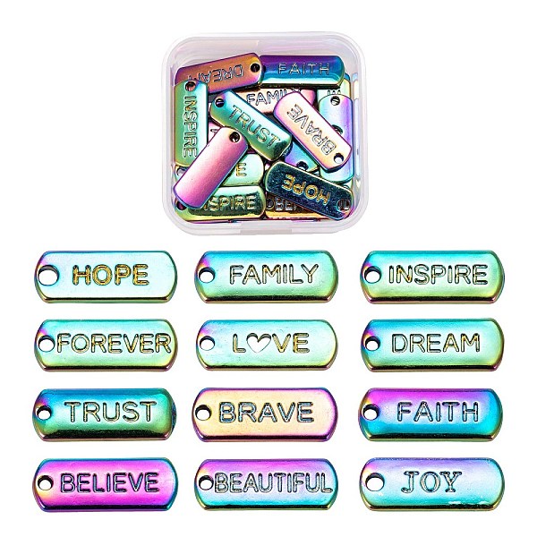 

PandaHall 24Pcs 12 Style Alloy Pendants, Cadmium Free & Nickel Free & Lead Free, Oval, Rainbow Color, 20~21x8x1.5~1.8mm, Hole: 1.6~2mm...
