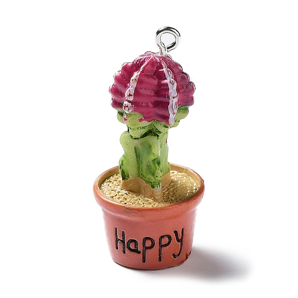 

PandaHall Cactus Pot Green Plant Resin Pendants, Cactus Charms with Platinum Plated Metal Loops, Lime Green, 38x17.5mm, Hole: 1.8mm Resin...