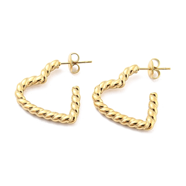 

PandaHall 304 Stainless Steel Stud Earring, Half Hoop Earrings for Women, Twist Heart Ring, Real 14K Gold Plated, 22x3mm 304 Stainless Steel...