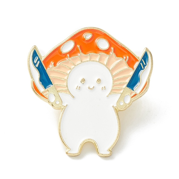 

PandaHall Mushroom with Knife Enamel Pin, Cartoon Alloy Brooch for Backpack Clothes, Light Gold, Colorful, 28x27x2mm, Pin: 1mm Alloy+Enamel