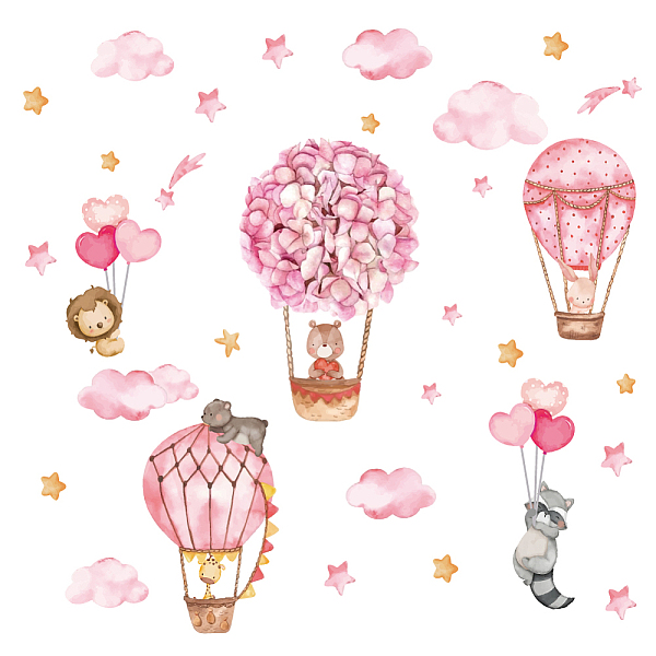 

PandaHall PVC Wall Stickers, Wall Decoration, Hot Air Balloon, 390x980mm, 2pcs/set PVC Hot Air Balloon