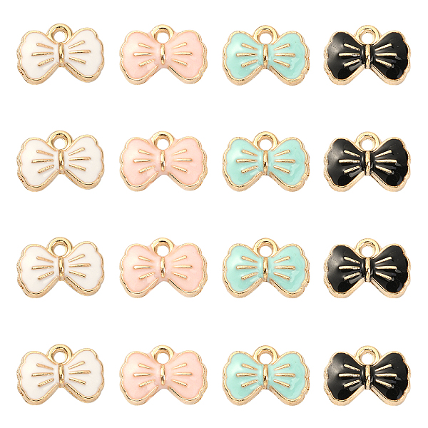 

PandaHall 40Pcs 4 Colors Alloy Enamel Pendants, Cadmium Free & Lead Free, Light Gold, Bowknot, Mixed Color, 8.5x12x2mm, Hole: 1.5mm..., Multicolor