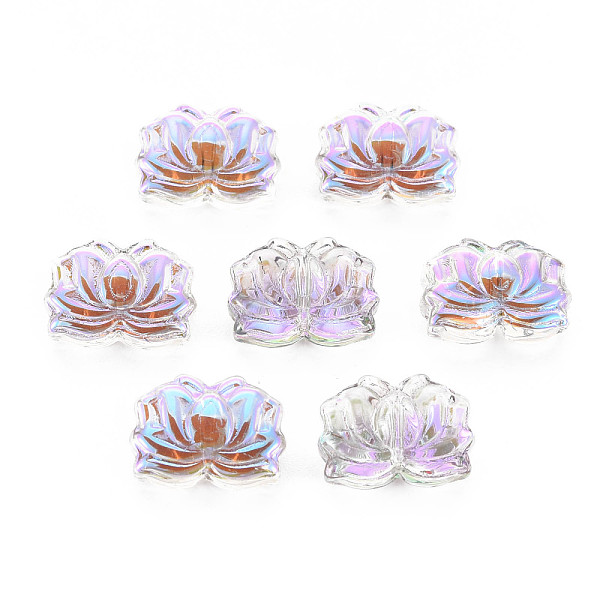 

PandaHall Electroplate Transparent Glass Beads, Half Plated, Lotus Flower, Plum, 10.5x14.5x7mm, Hole: 1mm Glass Flower Purple