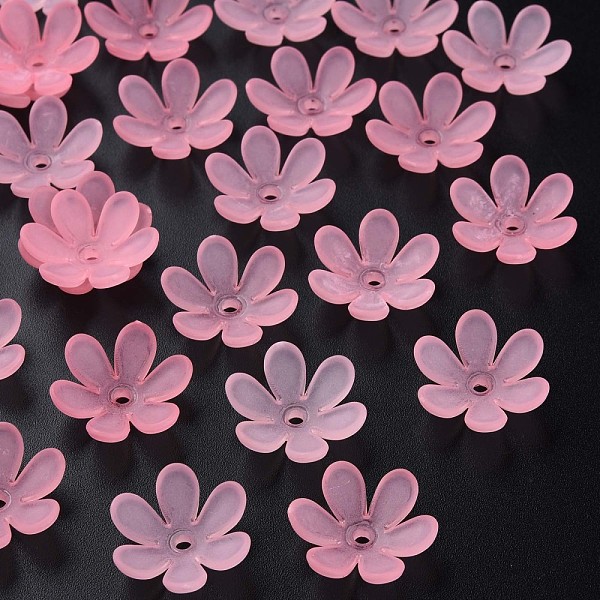 

PandaHall Transparent Acrylic Beads, Frosted, Flower, Hot Pink, 20.5x18.5x6.5mm, Hole: 2mm, about 857pcs/500g Acrylic Flower