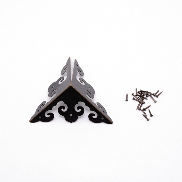 

PandaHall Iron Box Corner Protectors, with Screws, For Furniture Jewelry Box Decoration, Antique Bronze, 50x70x50mm, Hole: 1.5mm Iron