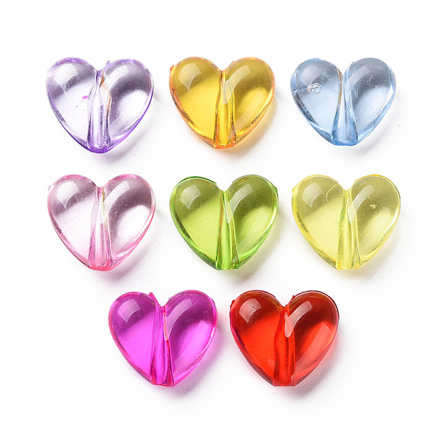 

PandaHall Transparent Acrylic Beads, Heart, Mixed Color, 15x17.5x8mm, Hole: 2mm Acrylic Heart Multicolor