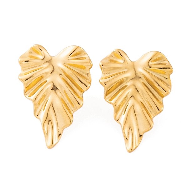 

PandaHall Ion Plating(IP) 304 Stainless Steel Stud Earrings for Women, Golden, Heart, 25x18mm 304 Stainless Steel Heart