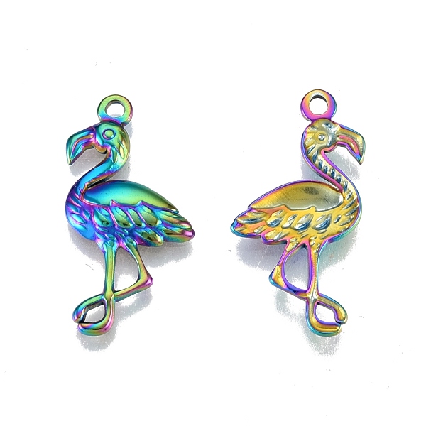 

PandaHall Ion Plating(IP) 201 Stainless Steel Pendants, Ostrich, Rainbow Color, 30x15x2.5mm, Hole: 1.8mm 201 Stainless Steel Bird