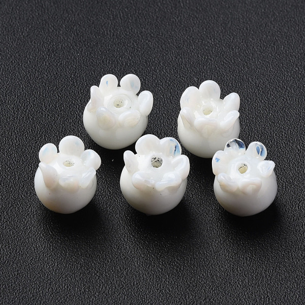 

PandaHall Handmade Bumpy Lampwork Beads, Jellyfish, White, 8~9x8mm, Hole: 1~1.5mm Lampwork Fish White