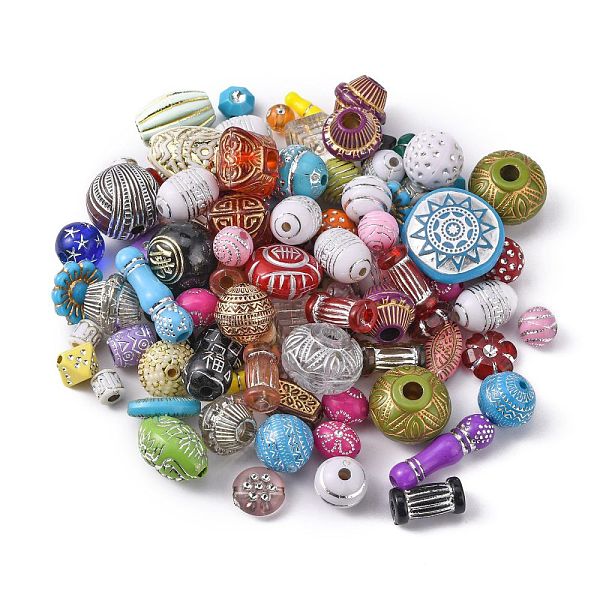 

PandaHall Plated Acrylic Beads, Mixed Style, Metal Enlaced, Mixed Color, 6~22x6~16x3~10mm, Hole: 1~3mm Acrylic Mixed Shapes Multicolor