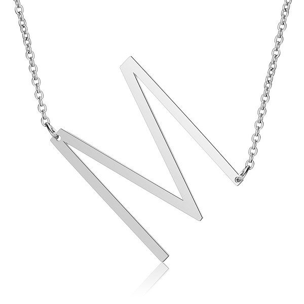 

PandaHall 201 Stainless Steel Initial Pendants Necklaces, with Cable Chains, Letter, Letter.M, 17.3~18.3 inch(44~46.5cm)x1.5mm, LetterM...
