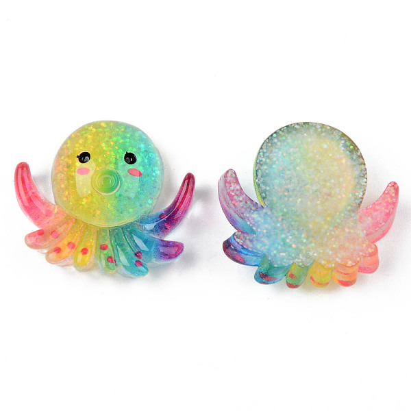 

PandaHall Resin Cabochons, with Glitter, Octopus, Gradient Ramp, Turquoise, 24x27x9mm Resin Other Animal Green