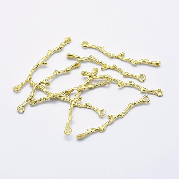 

PandaHall Brass Links connectors, Lead Free & Cadmium Free & Nickel Free, Branch, Raw(Unplated), 37x4.5x1.5mm, Hole: 1.5mm Brass Branch