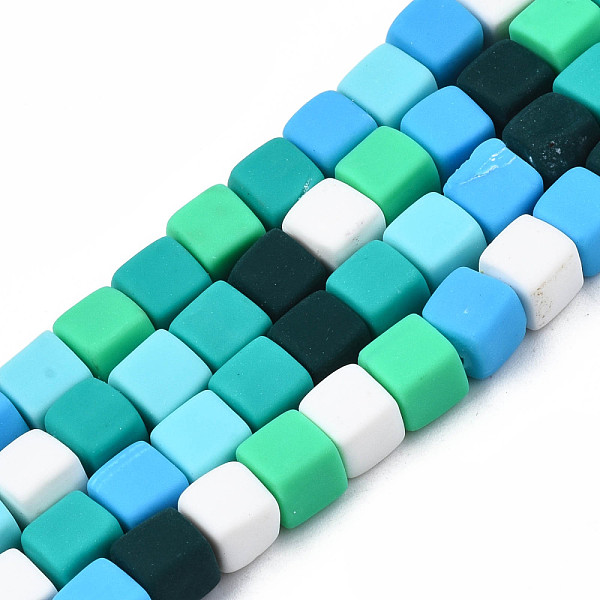 

PandaHall Handmade Polymer Clay Beads Strands, Cube, Light Sea Green, 6~6.5x6~6.5x6~6.5mm, Hole: 1.4mm, about 61pcs/strand, 15.75...