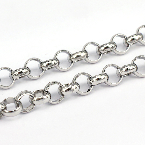 

PandaHall 304 Stainless Steel Rolo Chains, Belcher Chains, Unwelded, Stainless Steel Color, 8x3mm 304 Stainless Steel