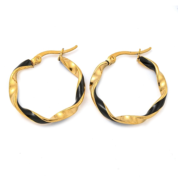 202 Stainless Steel Enamel Twist Hoop Earring