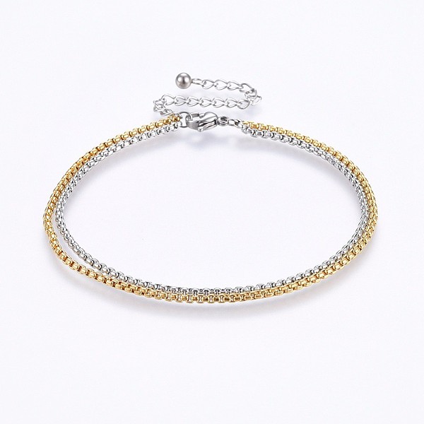 

PandaHall 304 Stainless Steel Multi-strand Bracelets, with Lobster Claw Clasps and Box Chain, Golden & Stainless Steel Color, 7-7/8 inch...