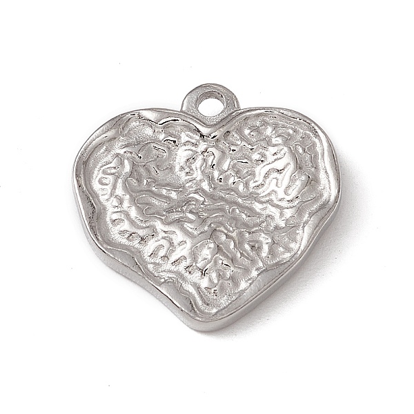 

PandaHall 304 Stainless Steel Pendants, Textured, Heart Charm, Stainless Steel Color, 17x18x3.5mm, Hole: 1.6mm 304 Stainless Steel Heart