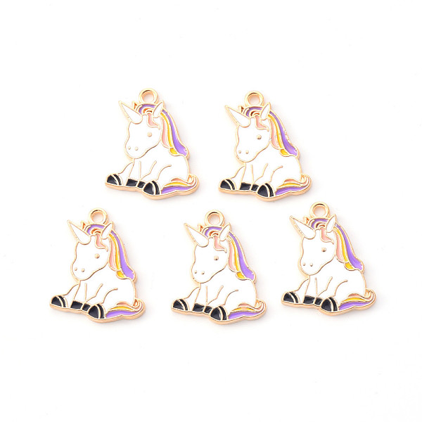 

PandaHall Alloy Enamel Pendants, Unicorn, Light Gold, White, 22x18x3mm, Hole: 1.8mm Alloy+Enamel Unicorn White
